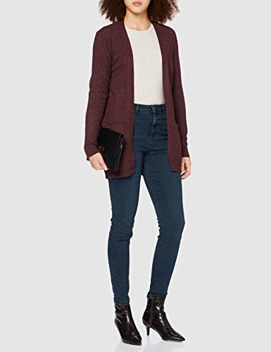 Vila Clothes Viril L/s Open Knit Cardigan-Noos Chaqueta Punto, Morado (Winetasting Detail:Melange), 40 (Talla del Fabricante: Large) para Mujer