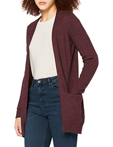 Vila Clothes Viril L/s Open Knit Cardigan-Noos Chaqueta Punto, Morado (Winetasting Detail:Melange), 40 (Talla del Fabricante: Large) para Mujer