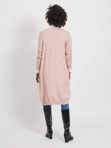 Vila Viril L/s Long Knit Cardigan-Noos Suéter, Color Malva Pálido/Detalle: Melange, M para Mujer