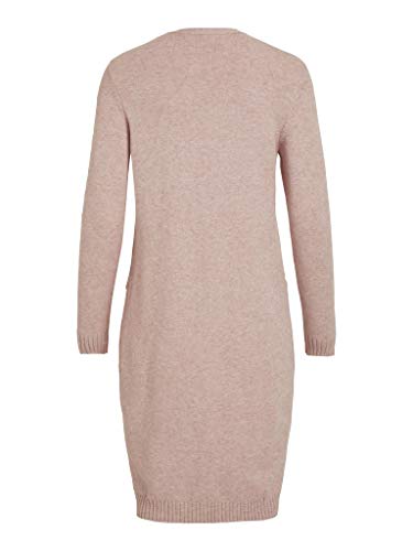 Vila Viril L/s Long Knit Cardigan-Noos Suéter, Color Malva Pálido/Detalle: Melange, M para Mujer