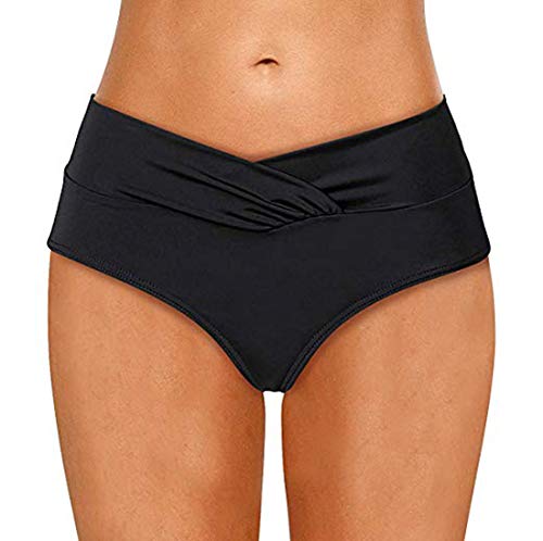 Viloree Bikini para mujer, parte inferior de bikini, estilo hipster, corte en V Negro 34