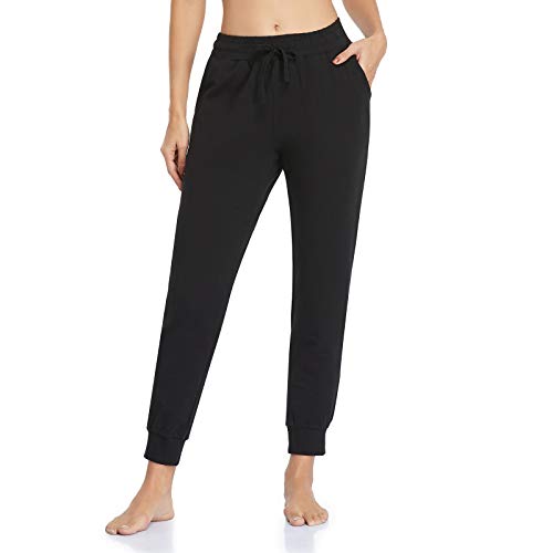 Vimbloom Pantalón Chándal Mujer Pantalones Deportivos Largos Pantalones Jogging Algodón Elastica con Bolsillos para Correr Jogger Casual Fitness VI946 (Negro, S)