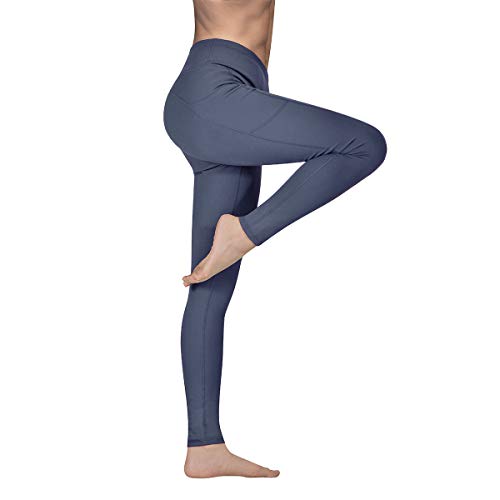 Vimbloom Pantalón Deportivo de Mujer Cintura Alta Leggings para Running Fitness Yoga Leggings VI263 (Gris azul, L)