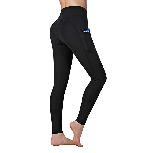 Vimbloom Pantalón Deportivo de Mujer Cintura Alta Leggings para Running Fitness Yoga Leggings VI263 (Negro, XXL)