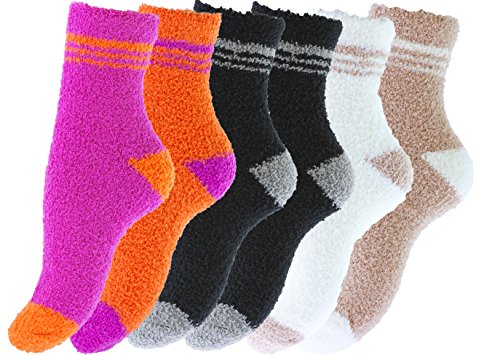 Vincent Creation Pack de 6 pares de calcetines para dormir suaves en varios color con rayas