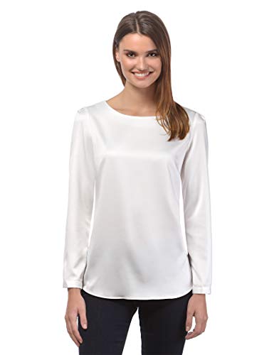 Vincenzo Boretti Blusa, Ajuste Ligeramente Entallado, Cuello Barco Blanco M