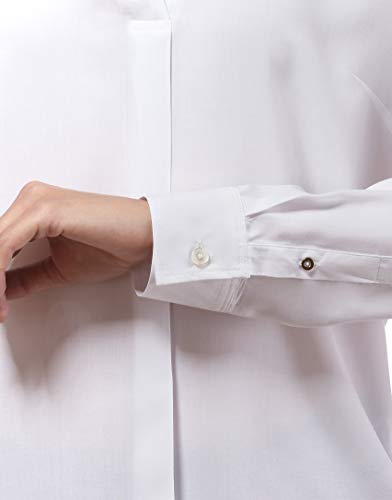 Vincenzo Boretti Blusa, Corte Recto, Cuello de la Camisa Blanco M