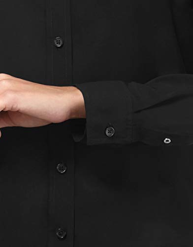 Vincenzo Boretti Blusa, Corte Recto, Cuello de la Camisa Negro XL