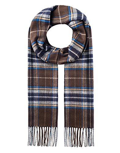 Vincenzo Boretti Bufanda, clásica - de cuadros - con flecos, suave como la cachemira marrón