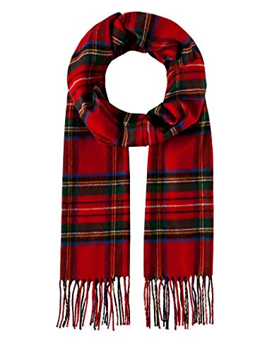 Vincenzo Boretti Bufanda, clásica - de cuadros - con flecos, suave como la cachemira rojo