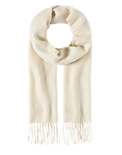 Vincenzo Boretti Bufanda clásica - de lana virgen y cachemira - lisa - con flecos hueso