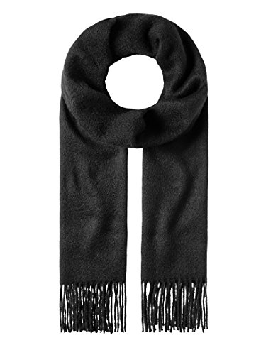 Vincenzo Boretti Bufanda clásica - de lana virgen y cachemira - lisa - con flecos negro