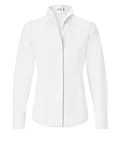 Vincenzo Boretti Camisa de Mujer, Corte Ligeramente más angosto, 100% algodón, Manga-Larga, Cuello cáliz, Lisa, fácil de Planchar, Elegante y clásica Blanco 34