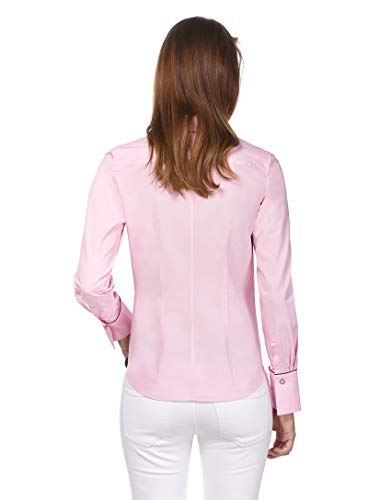 Vincenzo Boretti Camisa de Mujer, Corte Ligeramente más angosto, 100% algodón, Manga-Larga, Lisa, fácil de Planchar, Cuello Kent, Elegante y clásica Rosa Oscuro 38