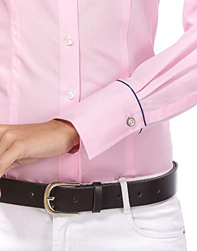 Vincenzo Boretti Camisa de Mujer, Corte Ligeramente más angosto, 100% algodón, Manga-Larga, Lisa, fácil de Planchar, Cuello Kent, Elegante y clásica Rosa Oscuro 38