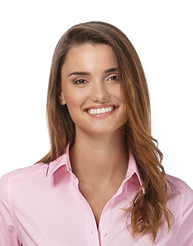 Vincenzo Boretti Camisa de Mujer, Corte Ligeramente más angosto, 100% algodón, Manga-Larga, Lisa, fácil de Planchar, Cuello Kent, Elegante y clásica Rosa Oscuro 38