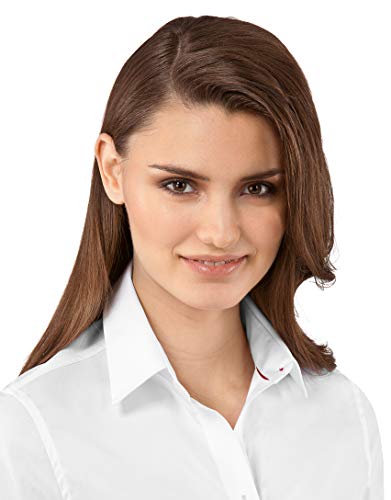 Vincenzo Boretti Camisa de Mujer Elegante y clásica, Ajustada Entallado (Slim-fit), Mezcla de algodón, Ligeramente elástica, Manga-Larga, Cuello Kent, Lisa - fácil de Planchar Negro 38