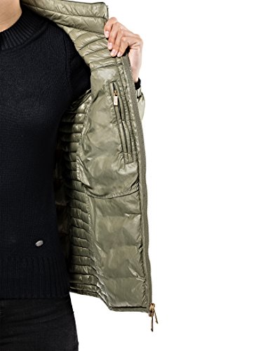 Vincenzo Boretti Chaqueta Acolchada Muy Suave de Mujer, para Entretiempo, Primavera, Invierno, Estilo Elegante Deportiva con Ribete Decorativo de Contraste, Bolsillos Interiores Negro XS