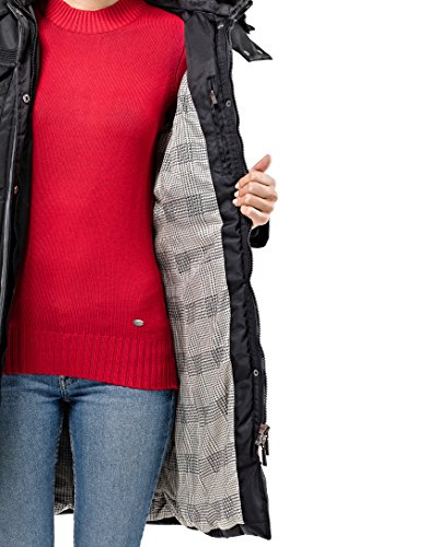 Vincenzo Boretti chaquetón Invierno de Mujer, Acolchado Caliente para temperaturas bajo Cero, Ribete de Piel sintética en el Cuello y Capucha con Forro Caliente Desmontables Negro L