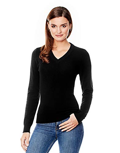 Vincenzo Boretti Jersey de Invierno para Mujer, con Cuello de Pico Acanalado Negro L