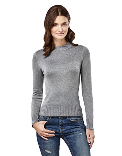 Vincenzo Boretti Jersey de Invierno para Mujer, con Cuello levantado Acanalado Gris Oscuro M