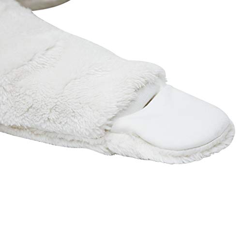 Vine Traje de Nieve Bebé Fleece Ropa de Invierno Footed Peleles Niños Niñas Cálido Mameluco con Capucha, Blanco 3-6 Meses