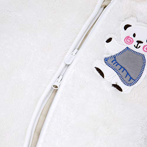 Vine Traje de Nieve Bebé Fleece Ropa de Invierno Footed Peleles Niños Niñas Cálido Mameluco con Capucha, Blanco 3-6 Meses