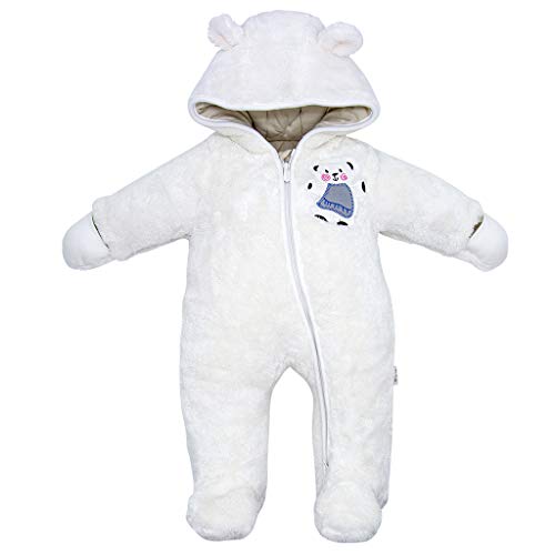 Vine Traje de Nieve Bebé Fleece Ropa de Invierno Footed Peleles Niños Niñas Cálido Mameluco con Capucha, Blanco 3-6 Meses