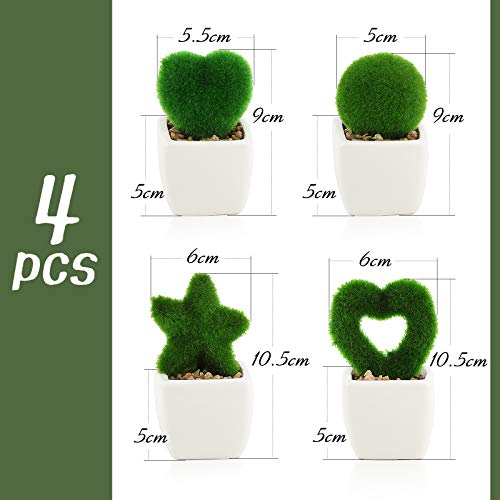 VINFUTUR 4pcs Plantas Artificiales Decorativas con Maceta Cerámica Bonsái Artificial Plantas Decoración Adornos Suculentas para Mesa Hogar Oficina Baño Cocina Balcón