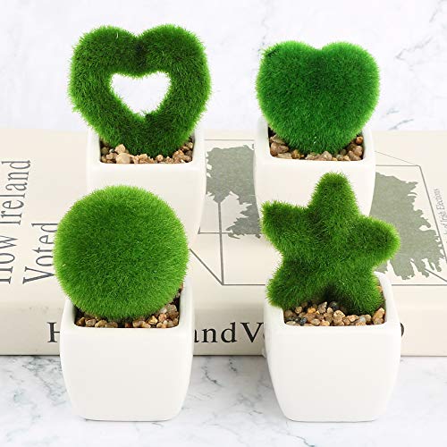 VINFUTUR 4pcs Plantas Artificiales Decorativas con Maceta Cerámica Bonsái Artificial Plantas Decoración Adornos Suculentas para Mesa Hogar Oficina Baño Cocina Balcón