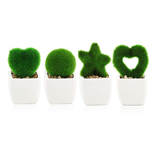 VINFUTUR 4pcs Plantas Artificiales Decorativas con Maceta Cerámica Bonsái Artificial Plantas Decoración Adornos Suculentas para Mesa Hogar Oficina Baño Cocina Balcón