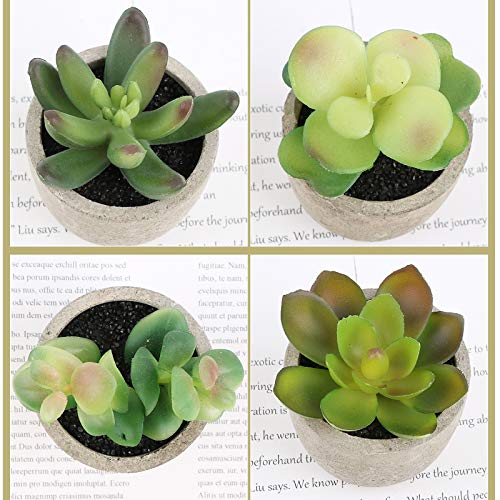 VINFUTUR 5pcs Suculentas Artificiales Decorativas Plantas con Maceta Falsa Plantas Decoración Adornos Suculentas para Mesa Hogar Oficina Baño Cocina Balcón