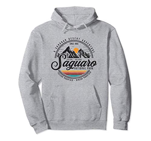 Vintage Retro Saguaro National Park Arizona Adventure Cactus Sudadera con Capucha