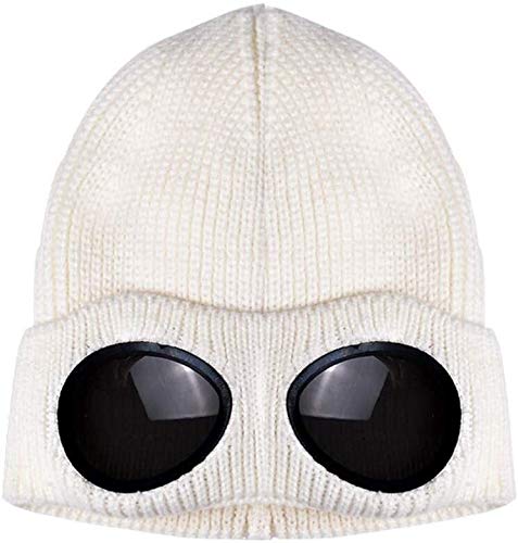 Vinteen El otoño y el Invierno del Viento Espejo Hombres y Mujeres de esquí Cap además de Terciopelo Caliente de Lana Gorro de Lana en Europa y América (Color : Blanco)