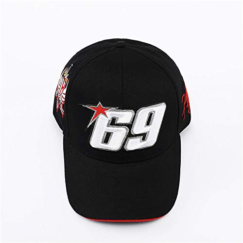 Vinteen Nueva Motocicleta Moto GP Gorra de Carreras Gorra de béisbol Gorra de béisbol Rossi VR No. 69 Ventilador F1 Sombrero de Lengua de Pato (Color : Black)