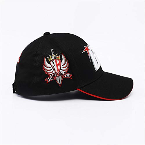 Vinteen Nueva Motocicleta Moto GP Gorra de Carreras Gorra de béisbol Gorra de béisbol Rossi VR No. 69 Ventilador F1 Sombrero de Lengua de Pato (Color : Black)