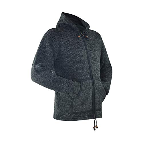 virblatt Chaqueta de Lana Hombre en Tallas M, L, XL Sudaderas Hombre de Lana con Capucha de Forro Polar 100% Lana Natural – Polarstern M