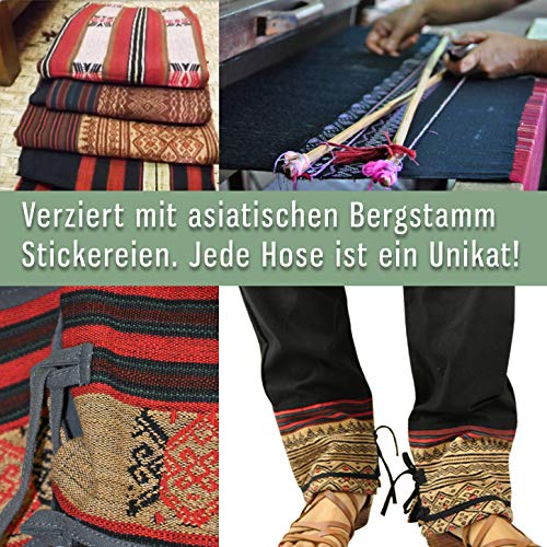 virblatt Pantalones cagados Mujer como Ropa etnica para una Moda Hippie en Talla única Pantalones Harem en algodón con Tejidos Tradicionales y cómoda Cintura elástica - Klangkörper