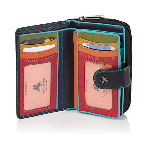 Visconti Monedero de Cuero de Mujer Bifold Rio Monedero combinación de Cuero (CD22 (Blk Multi)