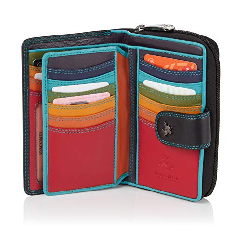 Visconti Monedero de Cuero de Mujer Bifold Rio Monedero combinación de Cuero (CD22 (Blk Multi)