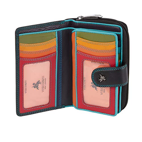 Visconti Monedero de Cuero de Mujer Bifold Rio Monedero combinación de Cuero (CD22 (Blk Multi)