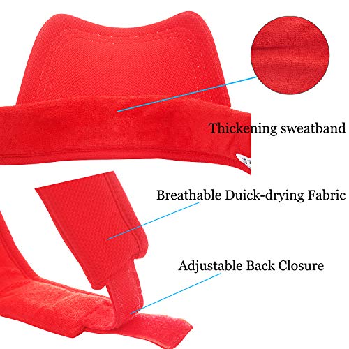Viseras Rojo para Mujeres y Hombres, Banda de Sudor Larga y Gruesa Sombrero Ajustable para Practicar Ciclismo de Golf Tenis Correr para Correr y Otros Deportes