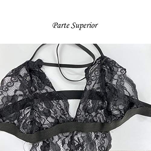 VisSec Sexy Bodysuit para Mujer, Una Pieza Erótica Lencería Encaje Completo Semi-Transparente Bodycon de Parejas Picardías para Noche Romántica,Aniversario,Regalo de San Valentín (S)