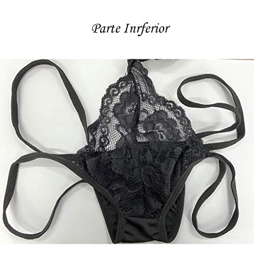 VisSec Sexy Bodysuit para Mujer, Una Pieza Erótica Lencería Encaje Completo Semi-Transparente Bodycon de Parejas Picardías para Noche Romántica,Aniversario,Regalo de San Valentín (S)