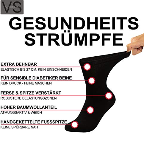 Vitasox Calcetines de señora 11121 extraanchos de algodón, calcetines sanitarios sensibles sin elástico, sin costura, lote de 6, tonos naturales, 39/42