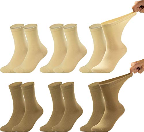 Vitasox Calcetines de señora 11121 extraanchos de algodón, calcetines sanitarios sensibles sin elástico, sin costura, lote de 6, tonos naturales, 39/42