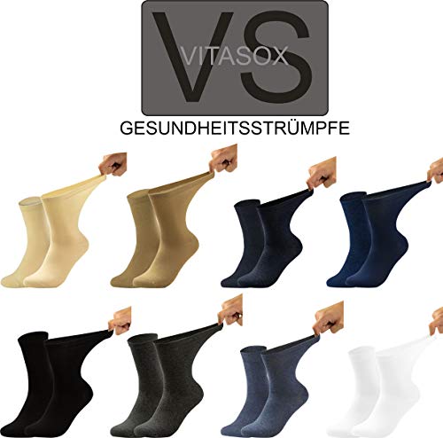 Vitasox Calcetines de señora 11121 extraanchos de algodón, calcetines sanitarios sensibles sin elástico, sin costura, lote de 6, tonos naturales, 39/42