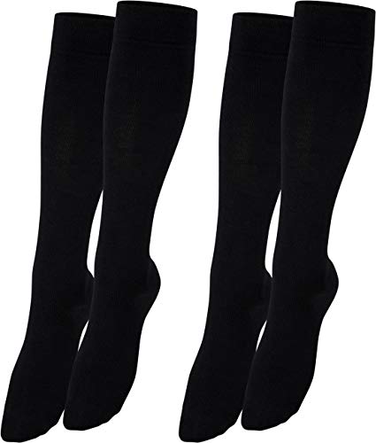 Vitasox Medias de apoyo hasta la rodilla 44450, medias de viaje hasta la rodilla de algodón, de señora y caballero, de compresión, lote de 2, negro, 39/42