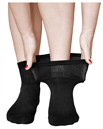 vitsocks Calcetines Acolchados Diabéticos Mujer (3 PARES) Pies Cansados Doloridos, negro, 35-38