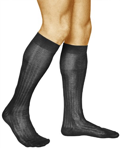 vitsocks Calcetines Altos 100 ALGODÓN Finos Hombre (2 PARES) Ejecutivos Elegantes, negro, 39-41